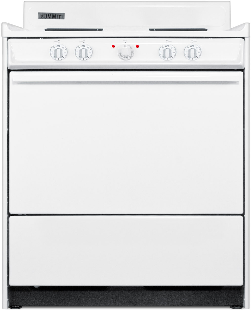 Summit WEM210 30 Inch Electric Range with 4 Coiled Elements, 3.7 cu. ft. Oven Capacity, Chrome Drip Pans, Adjustable Oven Racks, Storage Compartment in White