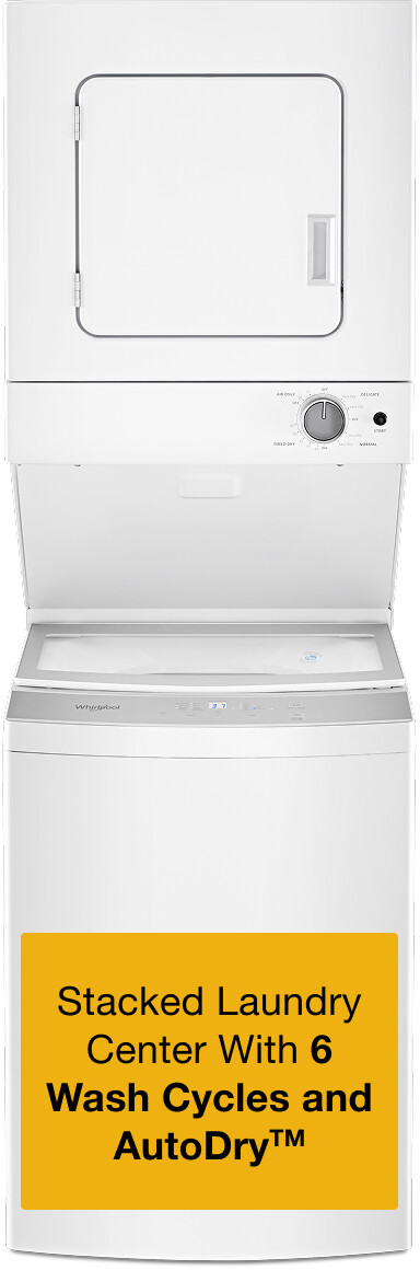 Whirlpool WET4024HW Electric Stacked Laundry Center with 1.6 cu. ft. Washer Capacity and 3.4 cu. ft. Dryer Capacity, 6 Wash cycles, AutoDry, EasyView
