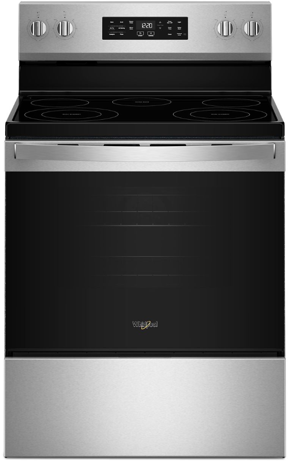 Whirlpool WFES4530SS 30 Inch Electric Range with 4 Radiant Elements, 5.3 cu. ft. Oven Capacity, No Preheat Air Fry, Steam Clean, Storage Drawer (Stainless Steel)
