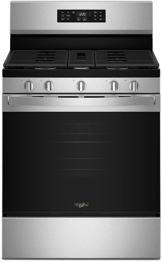 Whirlpool WFGS4530SS 30-Inch Gas Range With Air Cooking Technology And Steam Clean, 5 Sealed Burners, 8000 Btu Griddle Zone, Freestanding, Unisex