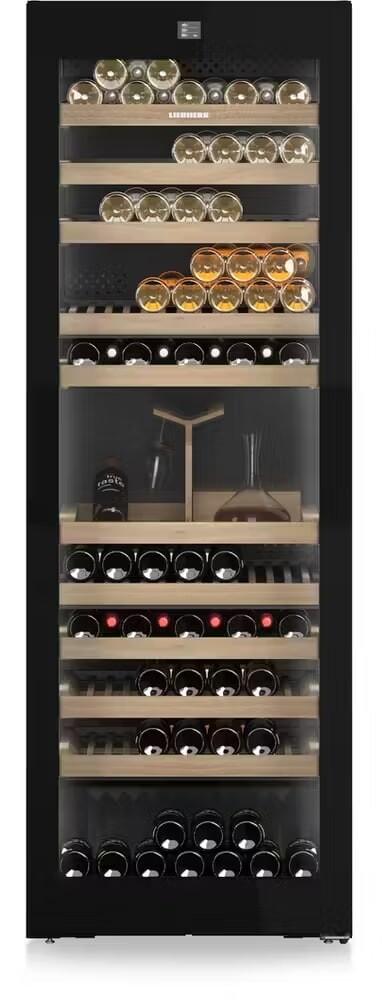 Liebherr WGB7470 28 inch Smart Triple Zone Wine Cooler with 149 Bottle Capacity, TempProtect Plus and HumiditySelect in Black Steel