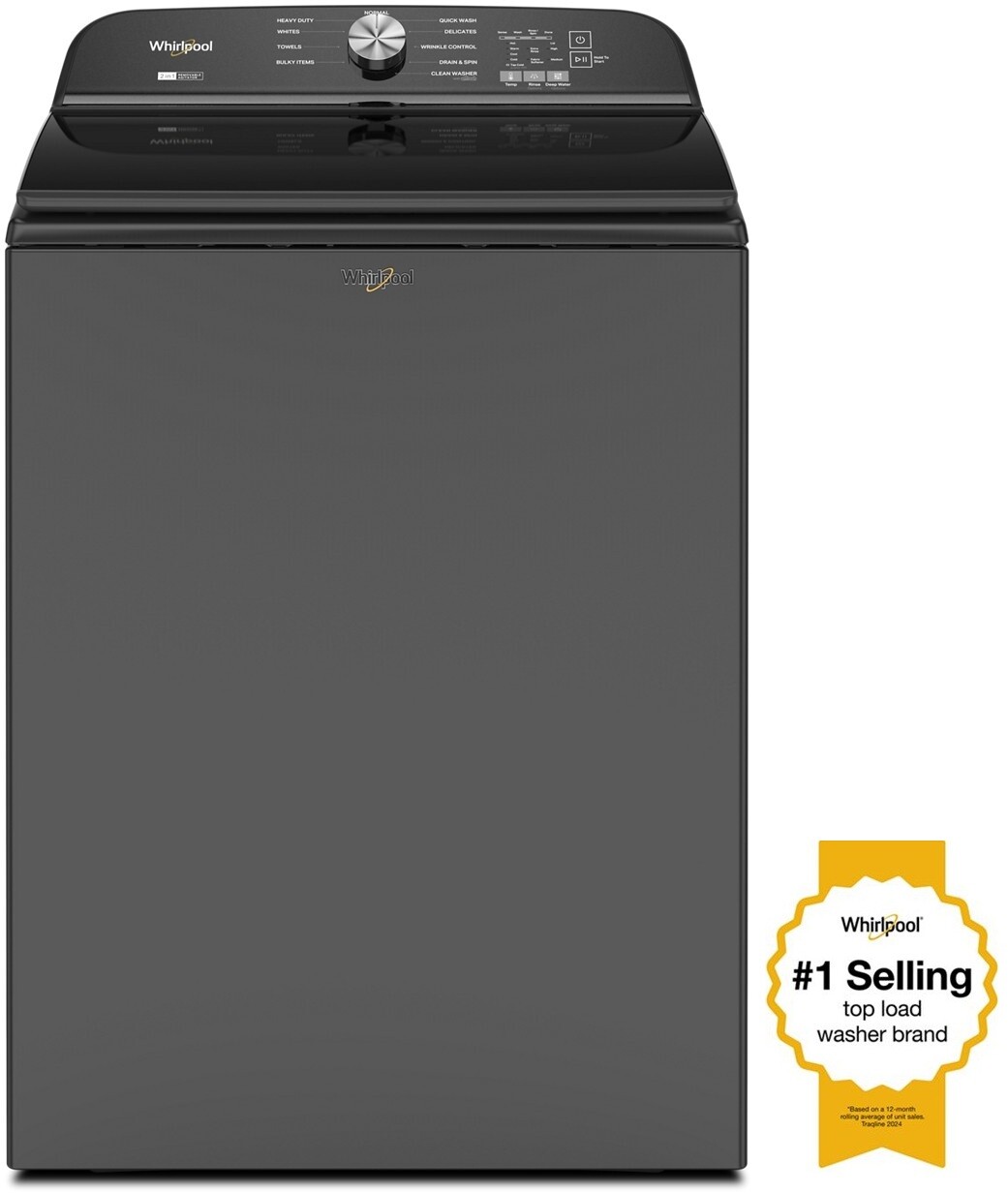 Whirlpool WTW6157PB 27 inch Top Load Washer with 5.2 cu. ft. Capacity, 2 in 1 Removable Agitator, Smooth Impeller Option, Extra Rinse Option (Volcano Black)
