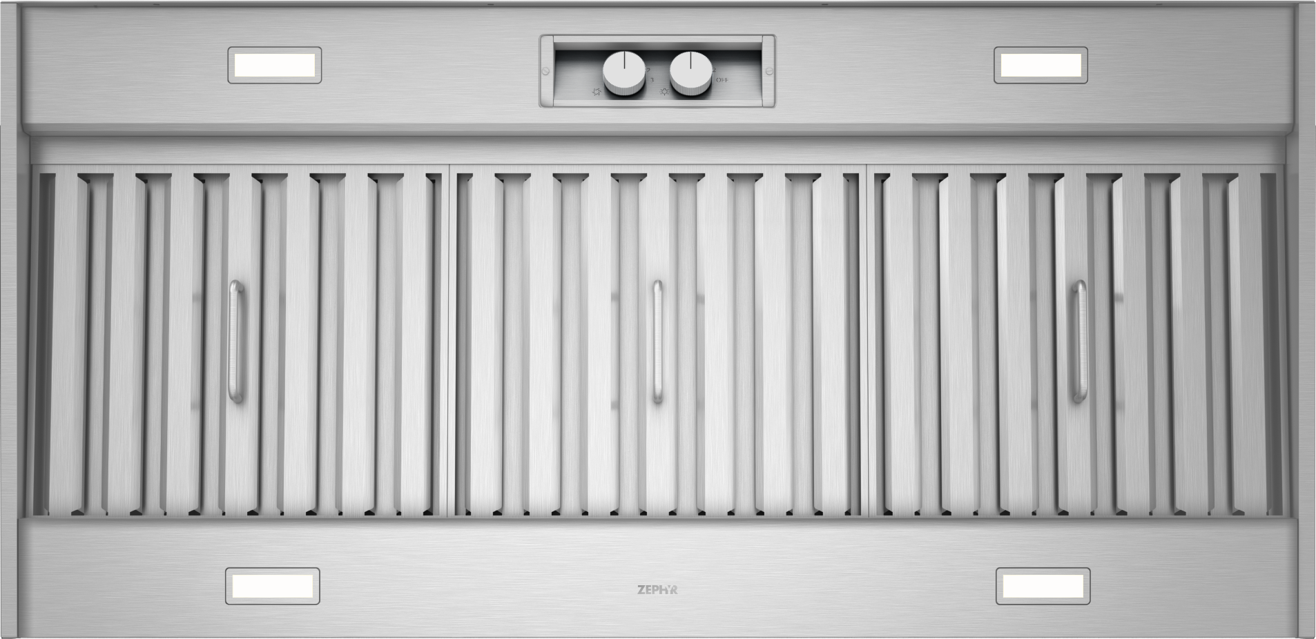 Zephyr AK9846BS Pro 48 inch Insert Mount Hood with 1200 CFM, LumiLight LED Lighting, Metallic Knob Controls, 304-Grade Stainless Steel, in Stainless Steel