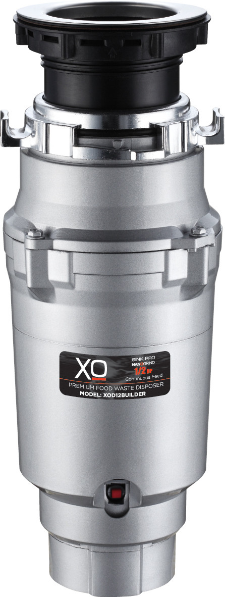 XO XOD12BUILDER Food Waste Disposer with 1/2 HP, Continuous Feed, 2500 RPM Hi-Torque, Stainless Steel Grind System and Antimicrobial Odor Protection