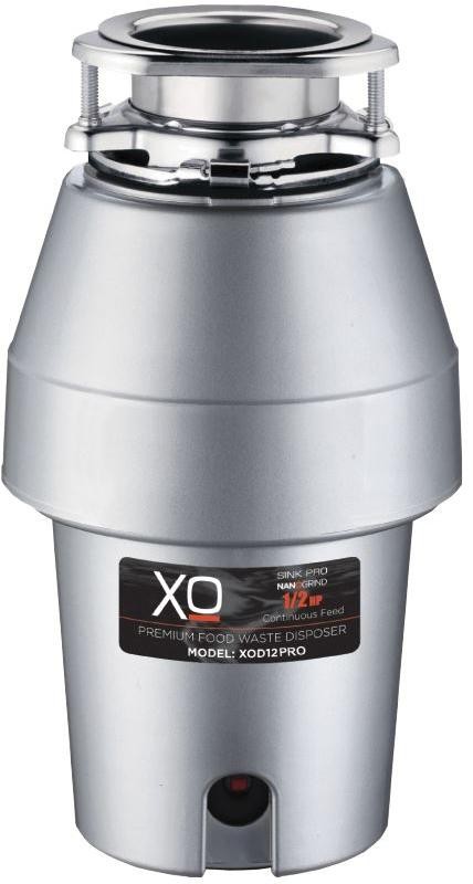 XO XOD12PRO Food/Garbage Disposer with 1/2 HP, Continuous Feed Operation, Sound Insulation Shield, Stainless Steel Turntables, Cast Impellers, in Silver