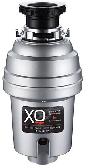 XO XOD1HP Food/Garbage Waste Disposer with 1 HP, Continuous Operation, 2500 RPM Hi-Torque Motor, Anti-Microbial Odor Protection, Stainless Steel Grind System and 3' Power Cord, in Stainless Steel