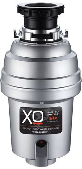 XO XOD34HP Food Waster Disposer with 3/4 HP, Continuous Feed Operation, 2500 RPM Hi-Torque Motor, Anti-Microbial Odor Protection, Stainless Steel Grind System and 3' Power Cord, in Stainless Steel