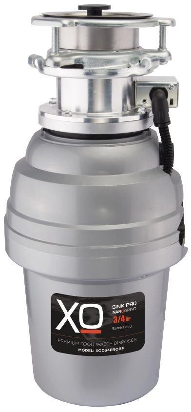 XO XOD34PROBF Food/Garbage Waster Disposer with 3/4 HP, Batch Feed Operation, Sound Insulation Shield, Stainless Steel Turntables and Cast Impellers, in Silver