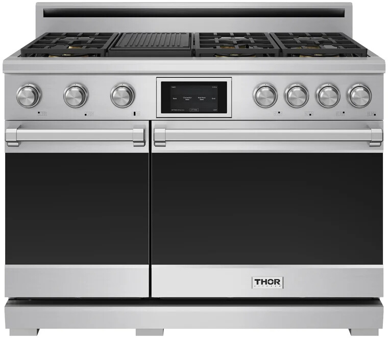 Thor Kitchen XRD48ELP 48 inch X Series Professional Dual Fuel Range with 6 Burners, Griddle, 7 cu. ft. Oven Capacity, Tilt Panel Touch Control and Blue LED Illuminated Knobs in Stainless Steel (Liquid Propane)
