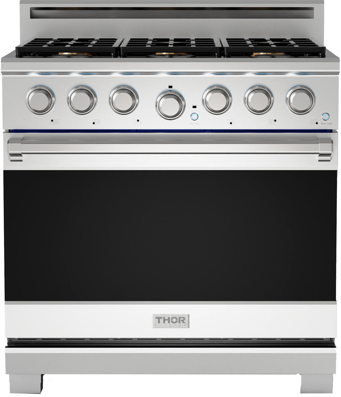Thor Kitchen XRG36ELP 36 inch X Series Professional Gas Range with 6 Burners, 6 cu. ft. Oven Capacity, LuxGlide Telescopic Racks and Blue LED Illuminated Knobs in Stainless Steel (Liquid Propane)