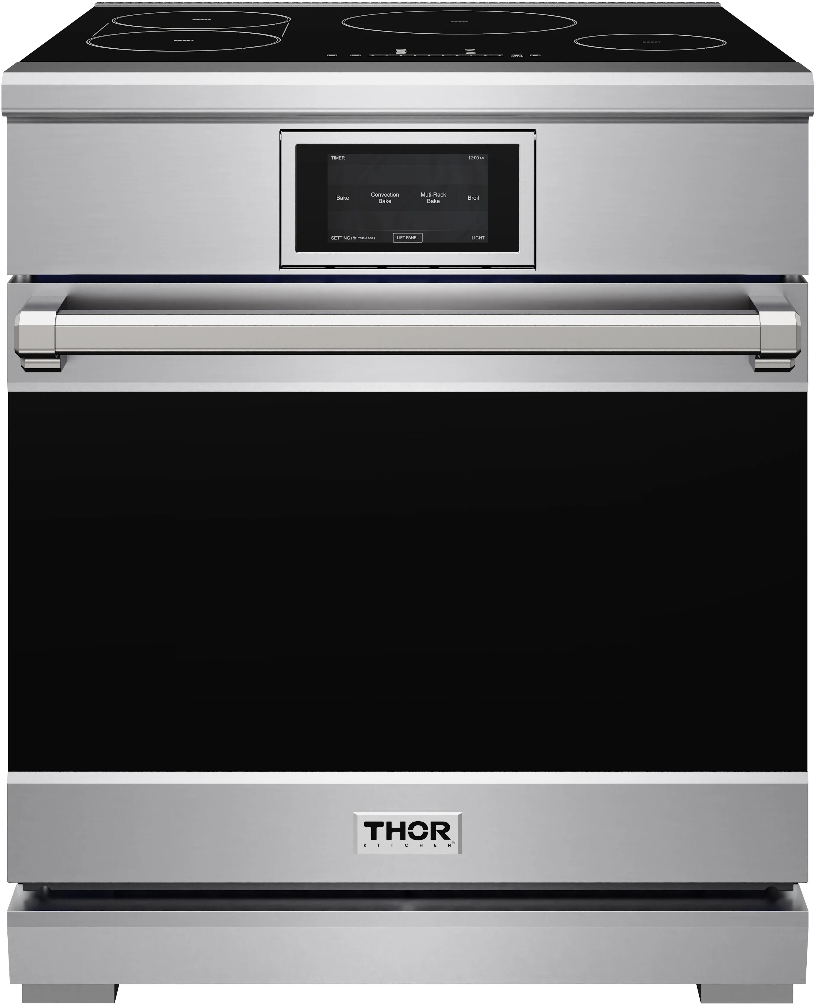 Thor Kitchen XRI30E 30 inch X Series Professional Freestanding Induction Range with 4 Elements, 4.8 cu. ft. Oven Capacity, Tilt Panel Touch Control and True Convection Fan in Stainless Steel