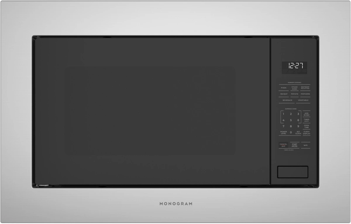 Monogram ZCWK22U2WSS Built-In Microwave with Glass Touch Controls, 8 Sensor Cooking Options, and 2.2 Cu Ft Capacity