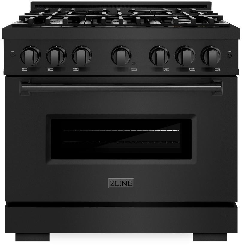 ZLINE CDRB36 36 inch Classic Series Dual Fuel Range with 6 Burners, 5.2 cu. ft. Oven Capacity, Convection Cooking and Auto-Reignition in Black Stainless Steel (Black Stainless Steel, 1 Year Parts and Labor, Limited Lifetime on Burners)