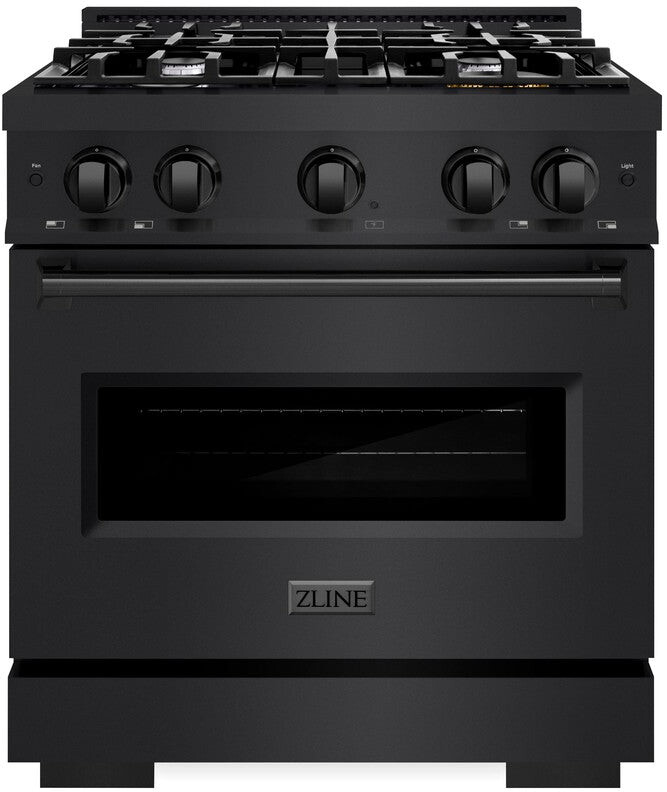 ZLINE CDRB30 30 inch Classic Series Dual Fuel Range with 4 Burners, 4.2 cu. ft. Oven Capacity, Convection Cooking and Auto-Reignition in Black Stainless Steel