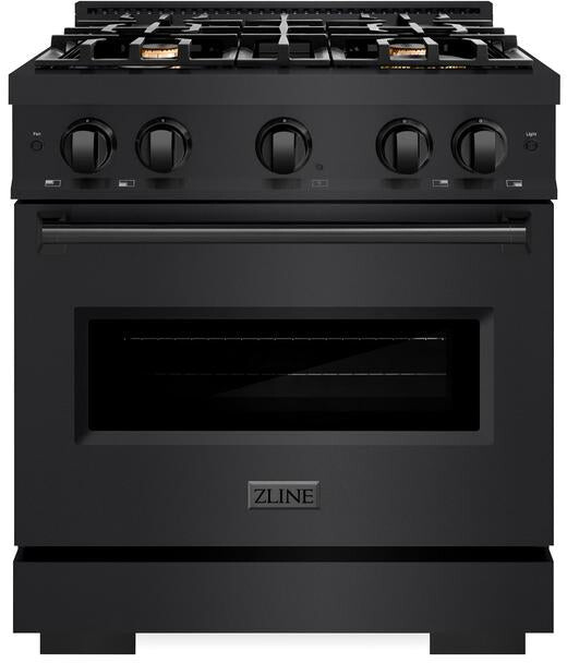 ZLINE CDRBBR30 30 inch Classic Series Dual Fuel Range with 4 Brass Burners, 4.2 cu. ft. Oven Capacity, Convection Cooking and Auto-Reignition (Black Stainless Steel)