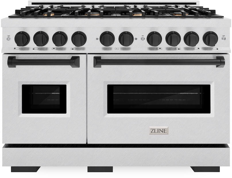 ZLINE CDRSZ48MB 48 inch Autograph Edition Classic Series Dual Fuel Range with 8 Burners, 6.7 cu. ft. Total Oven Capacity, Convection Cooking and Auto-Reignition (Satin Stainless Steel, Matte Black)