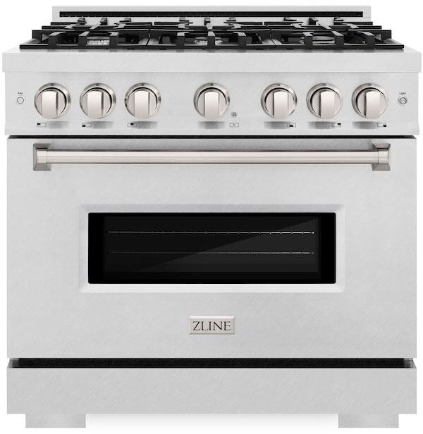 ZLINE CDRS36 36 inch Classic Series Dual Fuel Range with 6 Burners, 5.2 cu. ft. Oven Capacity, Convection Cooking and Auto-Reignition  (Satin Stainless Steel)