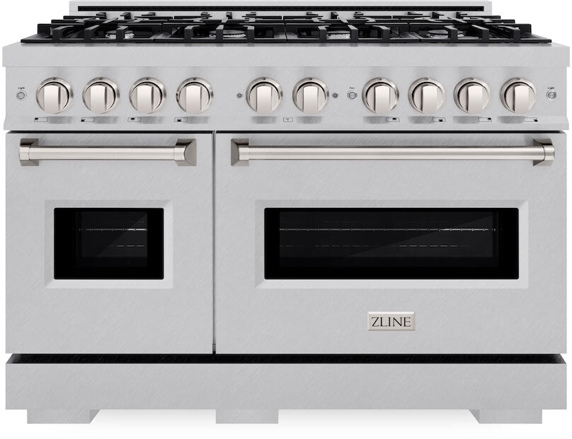 ZLINE CDRS48 48 inch Classic Series Dual Fuel Range with 8 Burners, 6.7 cu. ft. Total Oven Capacity, Convection Cooking and Auto-Reignition (Satin Stainless Steel)