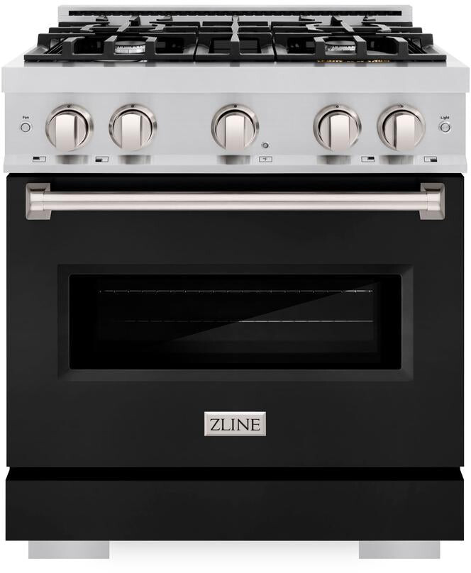 ZLINE CDRBLM30 30 inch Classic Series Dual Fuel Range with 4 Burners, 4.2 cu. ft. Oven Capacity, Convection Cooking and Auto-Reignition (Black Matte)
