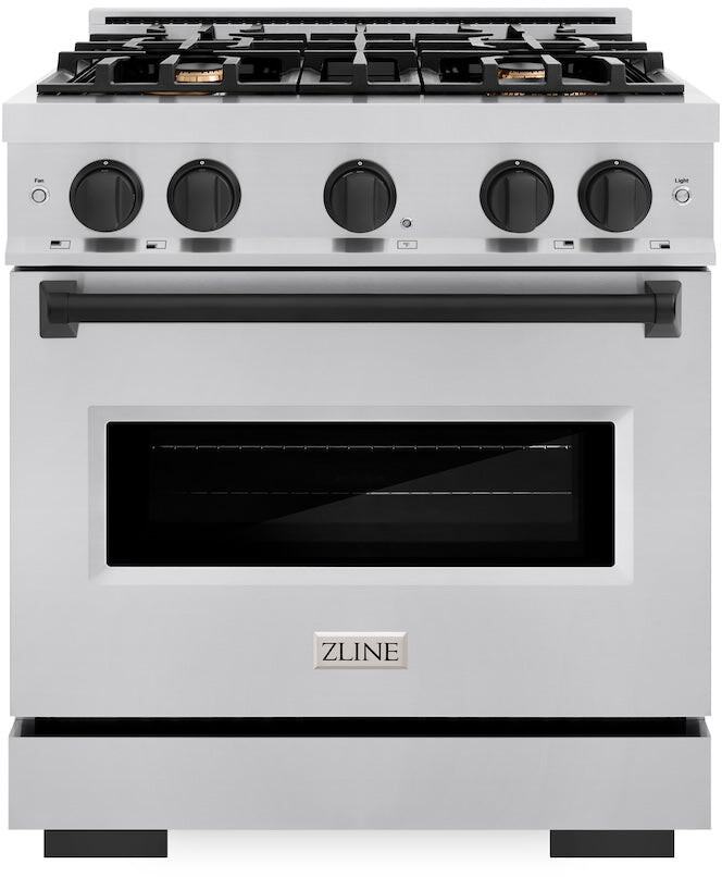 ZLINE CDRZ30MB 30 inch Autograph Edition Classic Series Dual Fuel Range with 4 Burners, 4.2 cu. ft. Oven Capacity, Convection Cooking and Auto-Reignition (Stainless Steel, Matte Black)