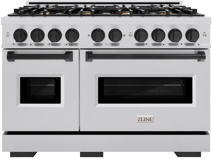 ZLINE CDRZ48MB 48 inch Autograph Edition Classic Series Dual Fuel Range with 8 Burners, 6.7 cu. ft. Total Oven Capacity, Convection Cooking and Auto-Reignition (Stainless Steel, Matte Black)