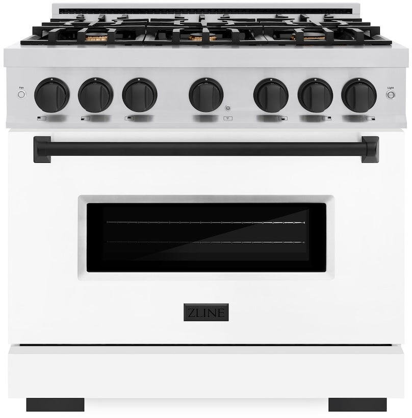 ZLINE CDRZWM36MB 36 inch Autograph Edition Classic Series Dual Fuel Range with 6 Burners, 5.2 cu. ft. Oven Capacity, Convection Cooking and Auto-Reignition (White Matte, 1 Year Parts and Labor, Limited Lifetime on Burners, No, Matte Black)