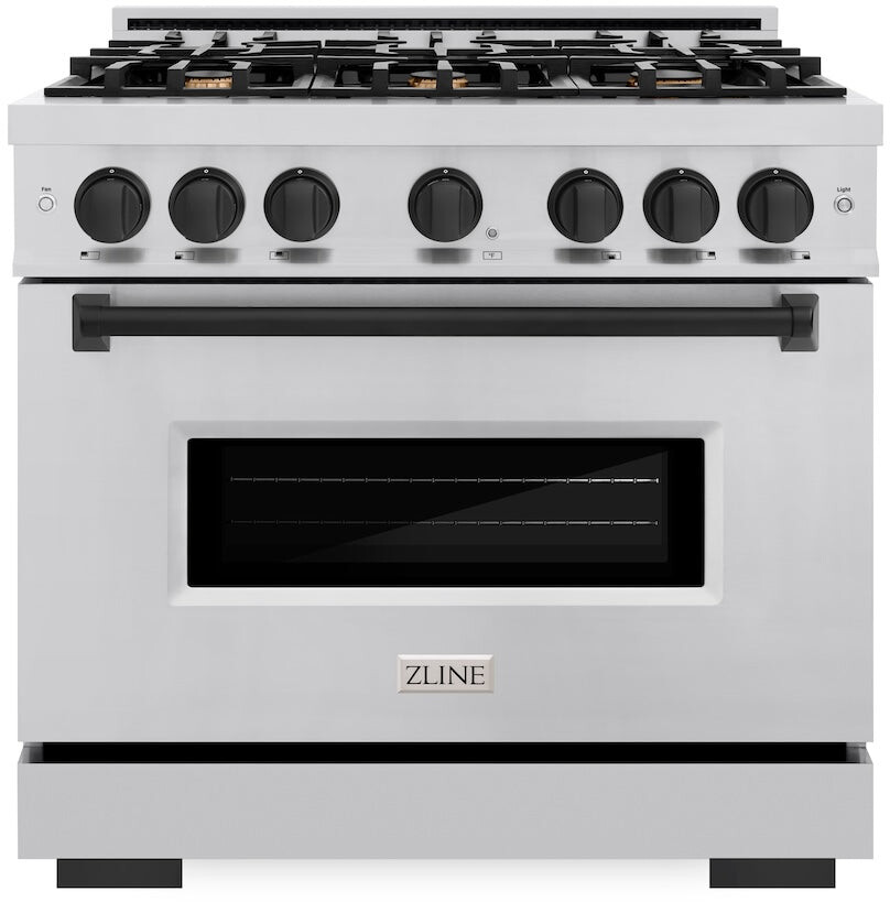 ZLINE CDRZ36MB 36 inch Autograph Edition Classic Series Dual Fuel Range with 6 Burners, 5.2 cu. ft. Oven Capacity, Convection Cooking and Auto-Reignition (Stainless Steel, 1 Year Parts and Labor, Limited Lifetime on Burners, No, Matte Black)