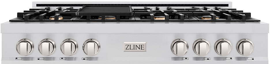 ZLINE RT48 48 inch Legacy Series Gas Rangetop with 6 Italian-Made Sealed Burners, Cast-Iron Griddle, Cast Iron Grates and Porcelain Cooktop (Stainless Steel)