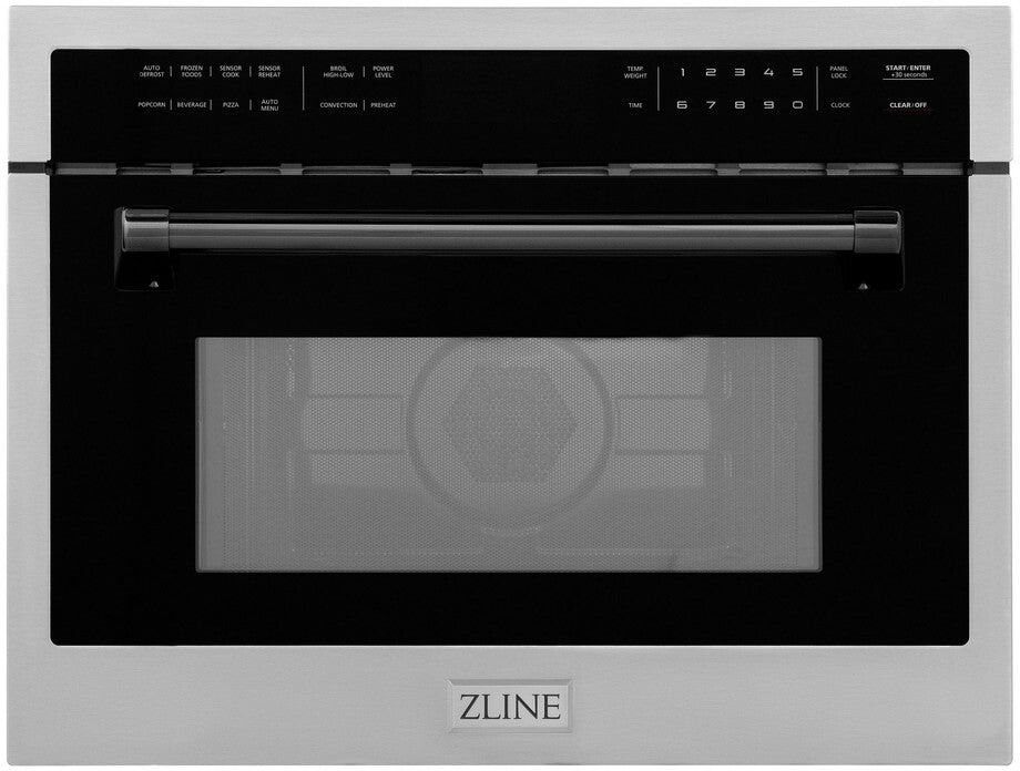 ZLINE MWOZ24MB 24 inch Autograph Edition Built-in Convection Microwave Oven with 1.55 cu. ft. Capacity, Child Lock and 1000 Watts Cooking Power in Stainless Steel (Matte Black)