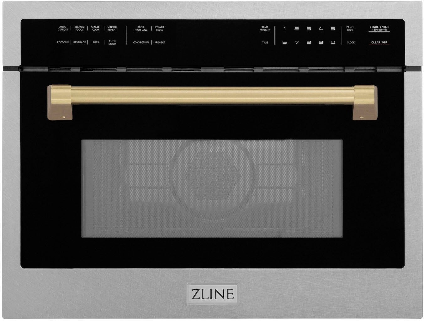 ZLINE MWOZ24SSCB 24 inch Autograph Edition Built-in Convection Microwave Oven with 1.55 cu. ft. Capacity, Child Lock and 1000 Watts Cooking Power in DuraSnow Stainless Steel (Champagne Bronze)