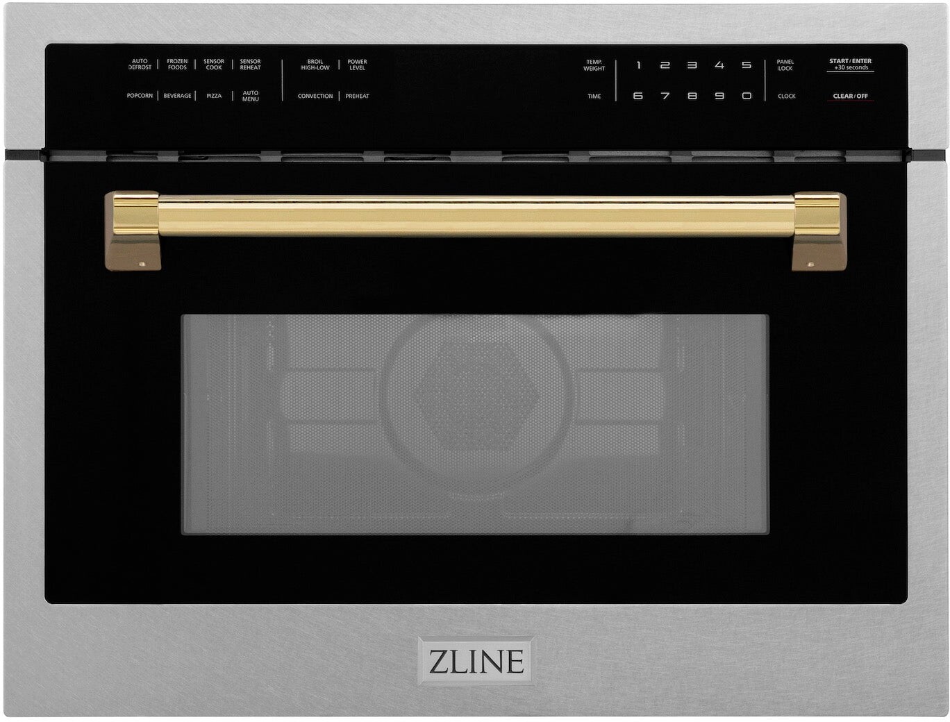 ZLINE MWOZ24SSG 24 inch Autograph Edition Built-in Convection Microwave Oven with 1.55 cu. ft. Capacity, Child Lock and 1000 Watts Cooking Power in DuraSnow Stainless Steel (Polished Gold)