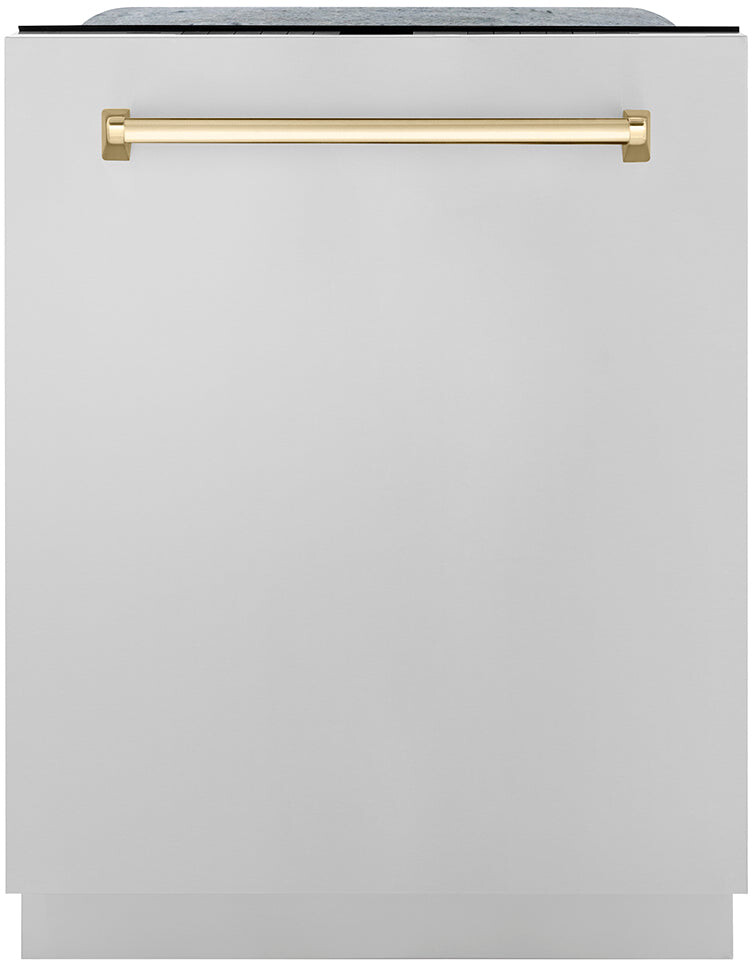 ZLINE DWMTZ30424G 24 inch Autograph Edition Monument Series Top Touch Control Dishwasher with 16 Place Settings, DuraWash Technology, 3rd Rack and ENERGY STAR Certified (Stainless Steel, Polished Gold)