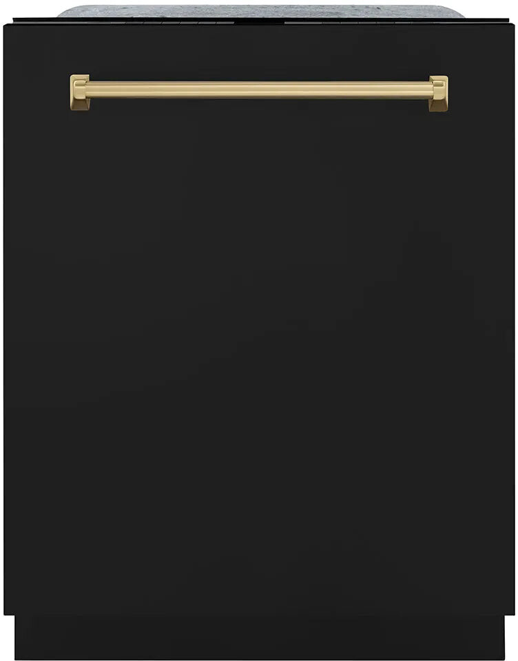 ZLINE DWMTZBLM24CB 24 inch Autograph Edition Monument Series Top Touch Control Dishwasher with 16 Place Settings, DuraWash Technology, 3rd Rack and ENERGY STAR Certified in Black Matte (Champagne Bronze)