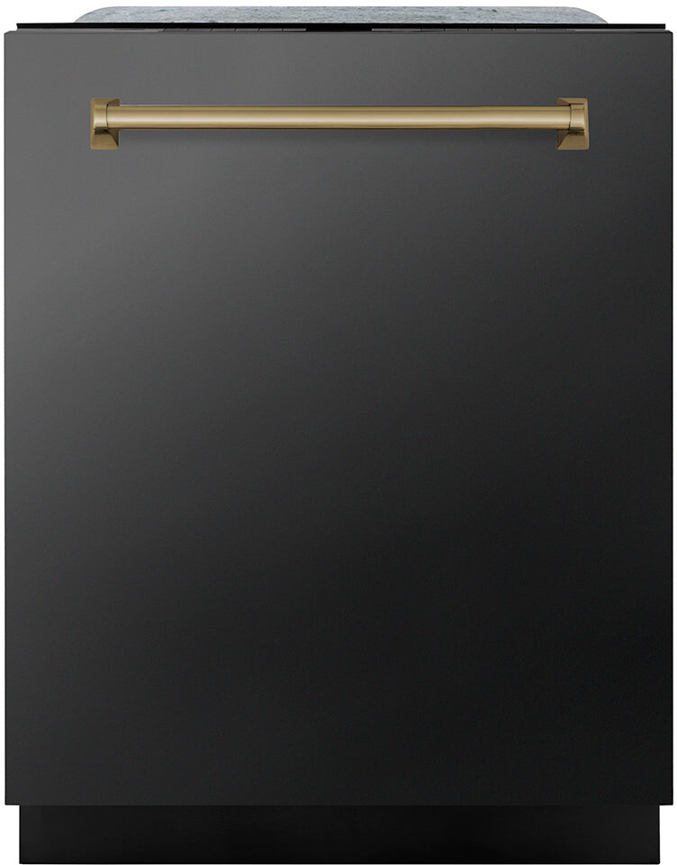 ZLINE DWMTZBS24CB 24 inch Autograph Edition Monument Series Top Touch Control Dishwasher with 16 Place Settings, DuraWash Technology, 3rd Rack and ENERGY STAR Certified in Black Stainless Steel (Champagne Bronze)