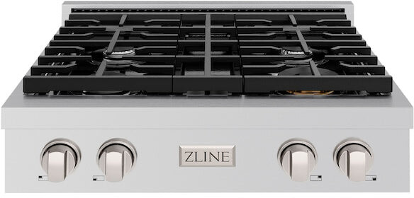 ZLINE SRT30 30 inch Paramount Series Gas Rangetop with 4 Burners, Porcelain Cooktop and Cast Iron Grates (Stainless Steel)