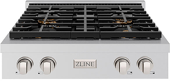 ZLINE PSRT30 30 inch Paramount Series Gas Rangetop with 4 Burners, Porcelain Cooktop, Cast Iron Grates and DuoPro Cooktop Design (Stainless Steel)