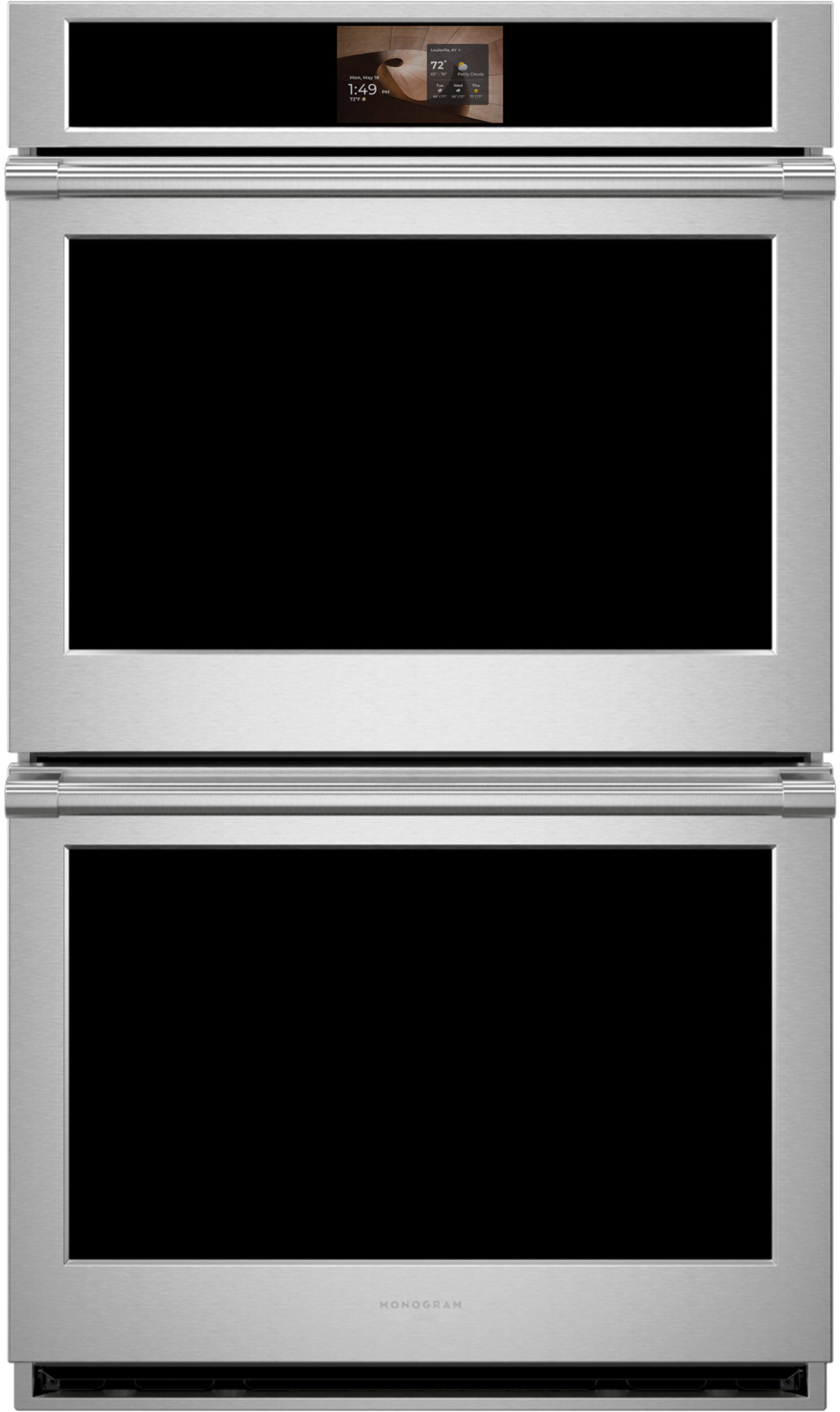 Monogram ZTD90DPSZSS 30" Statement Double Wall Oven - True European Convection, 7" LCD Display, Smart Cooking Features, Unisex