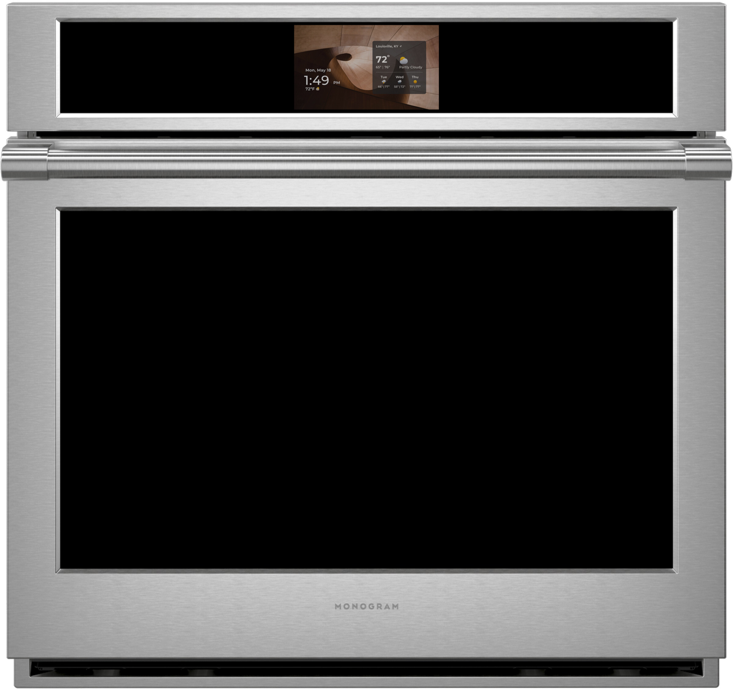 Monogram ZTS90DPSZSS 30" Statement Single Wall Oven - True European Convection, 7" LCD Display, Smart Cooking Features, Unisex
