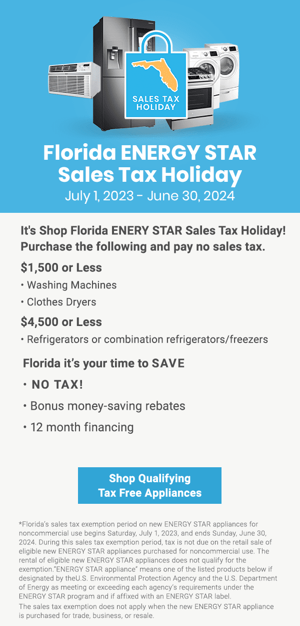 Florida shop refrigerators, washers & dryers tax free! AJ Madison