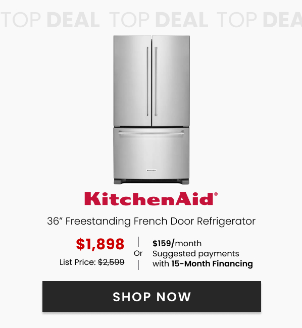 KitchenAid 36 Inch Freestanding French Door Refrigerator