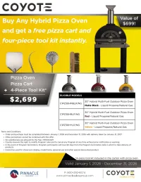 Coyote: FREE Pizza Oven Cart + Tool Kit Promo