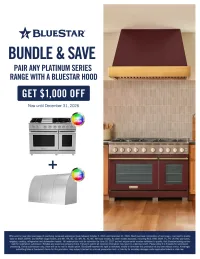 Bluestar: $1,000 off Purchase of Platinum Series Range Plus BlueStar Hood